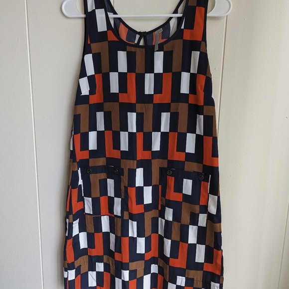Multi-color geometric patterned sleeveless shift dress - M (pockets!!) - Picture 1 of 9